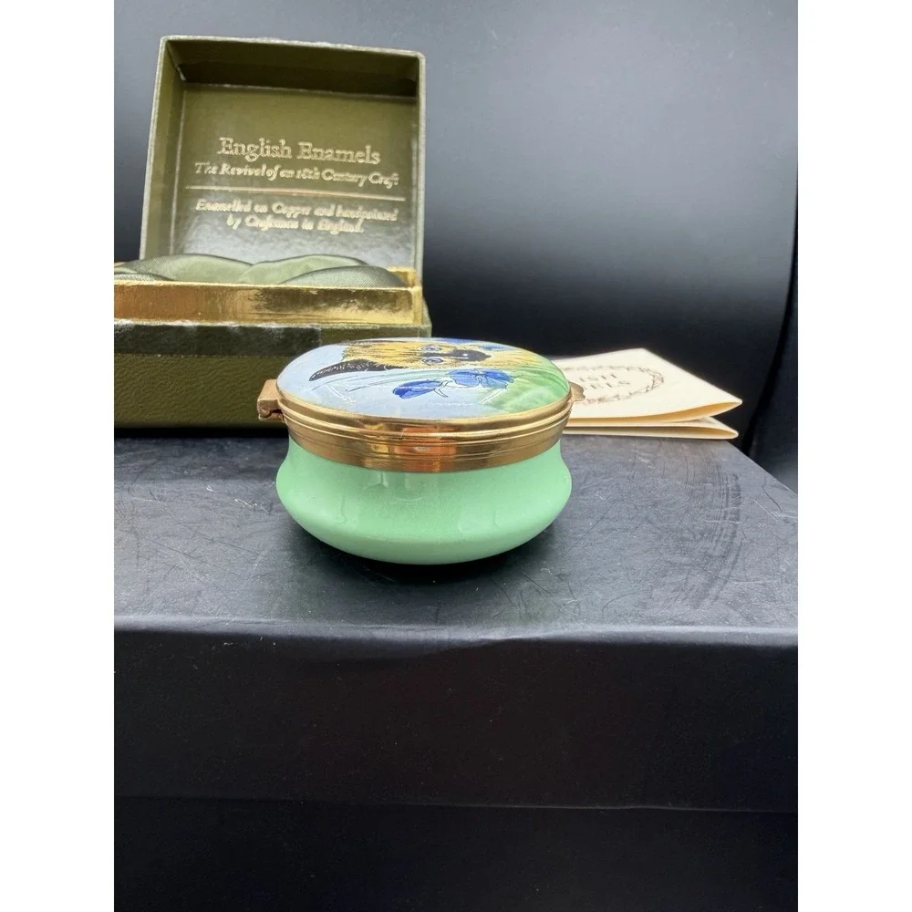 🐱✨ English Enamels by Crummels Cat Trinket Box – Vintage Collectible ✨🐱